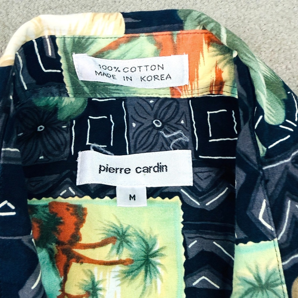 Vintage Pierre Cardin Mens Size Medium Hawaiian Camp Collar 100% Cotton Tropical - Picture 3 of 8